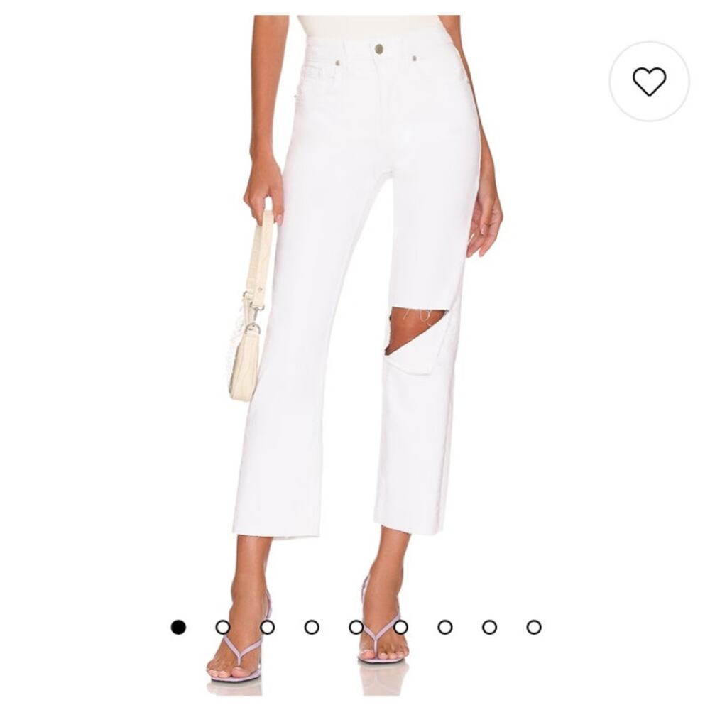 Good American New Women's Good Icon Crop Distressed Jeans White Size 4 / 27